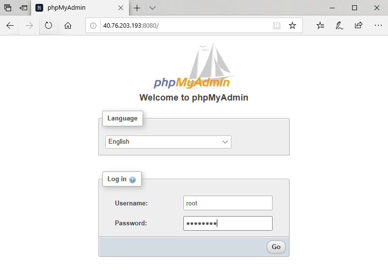 phpmyadmin Homepage