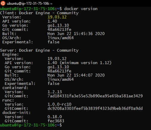 docker version