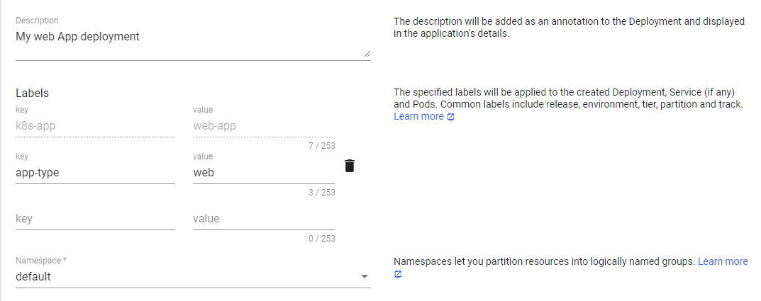 Deploying an app using dashboard