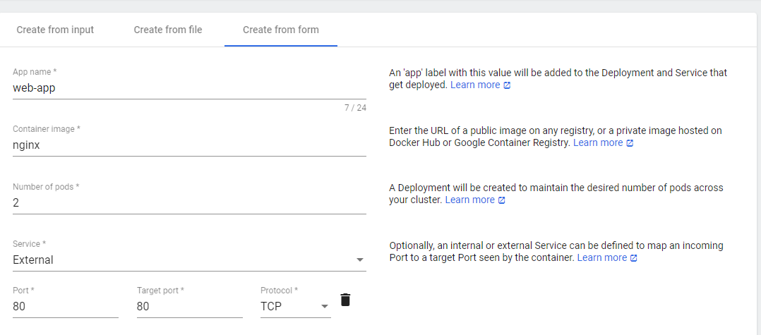 Deploying an app using dashboard